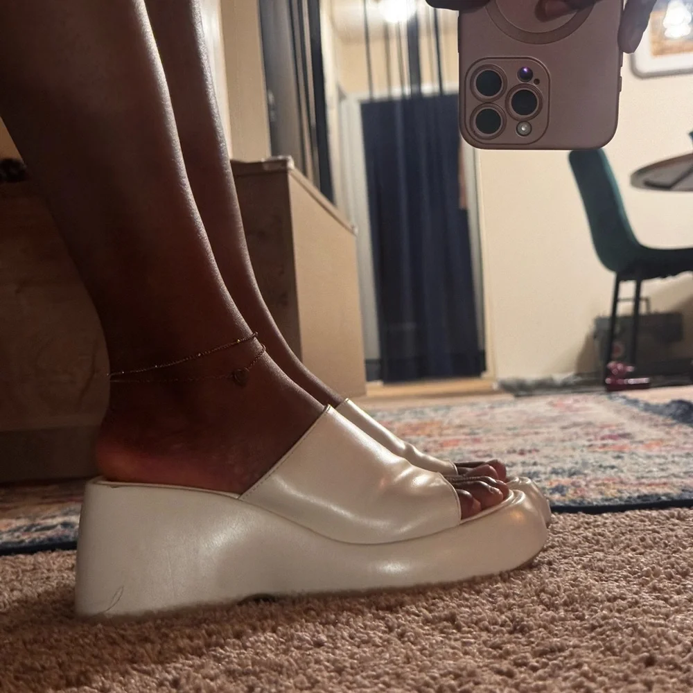 Zara White Slide Sandals